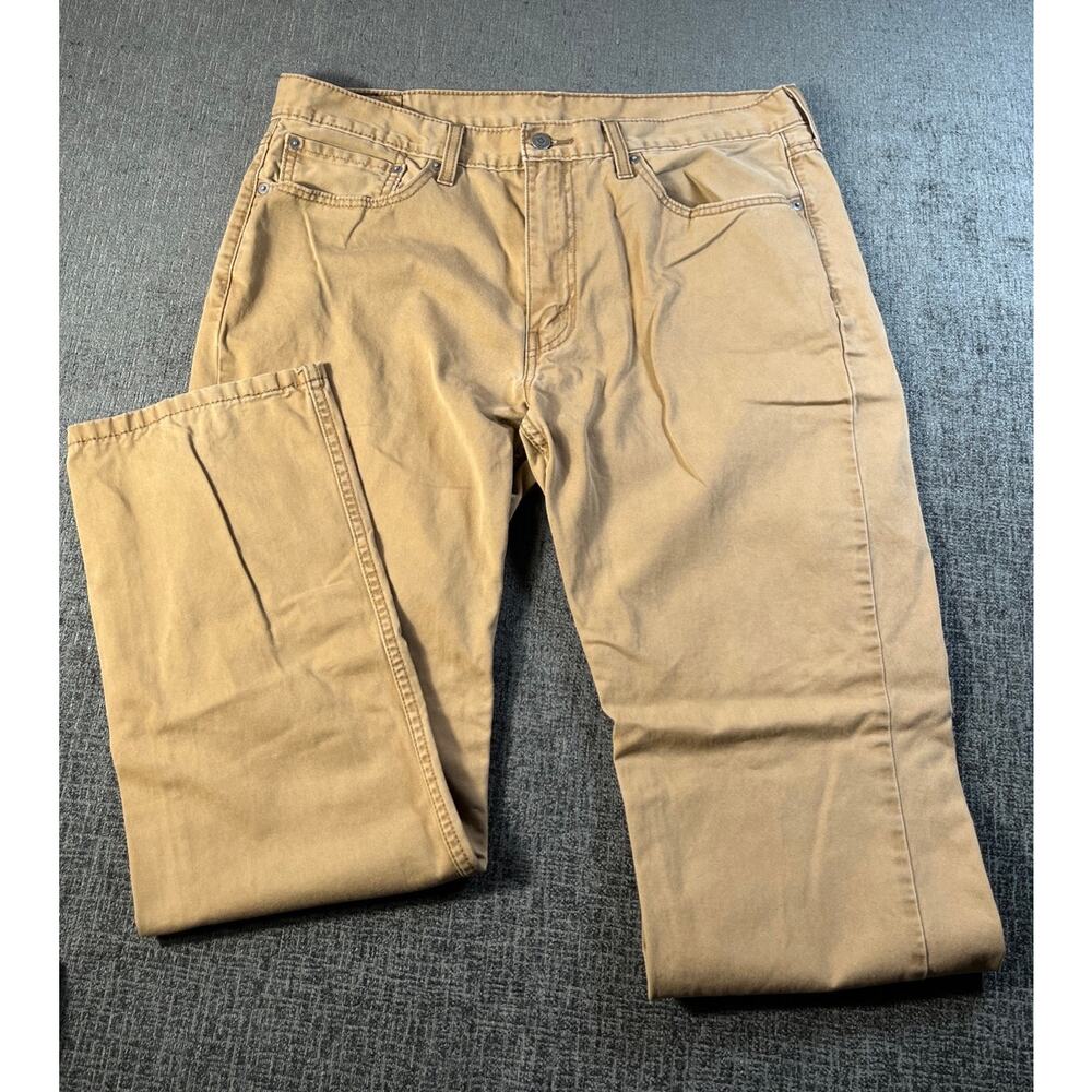 Levis men's 514 36X32 khaki jeans straight leg broken in